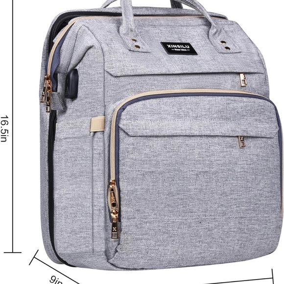 Xinsilu Large Diaper Bag for Boys and Girls with Changing Pad, Changing Pad Gray - Picture 2 of 6